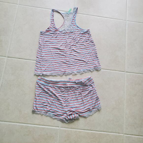 Honeydew Intimates Short Pajamas L Lace Trim Racerback Top Loungewear Soft Comfy - Picture 9 of 10